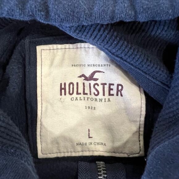 VTG Y2K Hollister Co. Zip Up Hooded Sweatshirt Women's L Navy Blue Embroidered - Picture 3 of 8